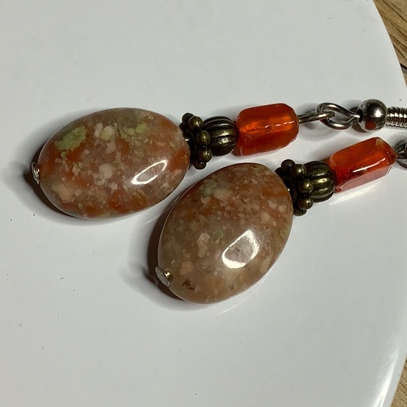 Carnelian & Autumn Jasper Earrings. - Picture 2 of 2